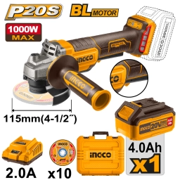 AMOLADORA A BATERIA 20V P20S 4 12 BRUSHLESS CON INTERRUPTOR DE SEGURIDAD C1 BAT + ACCESORIOS EN VALIJA CAGLI2111561