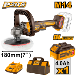 LUSTRA PULIDORA A BATERIA 7 20V P20S BRUSHLESS C1 BAT + BOLSO DE HERRAMIENTAS APLI20181 INGCO