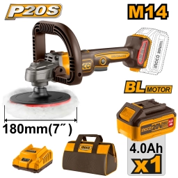 LUSTRA PULIDORA A BATERIA 7 20V P20S BRUSHLESS C1 BAT + BOLSO DE HERRAMIENTAS APLI20181 INGCO