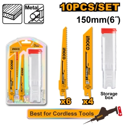 SET X10 HOJAS 150MM PARA SIERRA SABLE MADERA Y METAL INGCO RSB1002