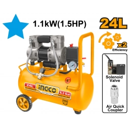 COMPRESOR 24LT 1.5HP LIBRE DE ACEITE BAJO RUIDO ACS111242 INGCO