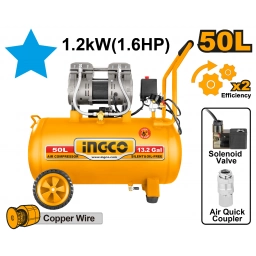 COMPRESOR 50LT 1.6HP LIBRE DE ACEITE BAJO RUIDO ACS112501 INGCO