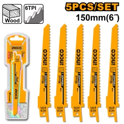 SET 5PCS HOJAS PARA SIERRA SABLE PARA CORTE RAPIDO EN MADERA RSB611D INGCO
