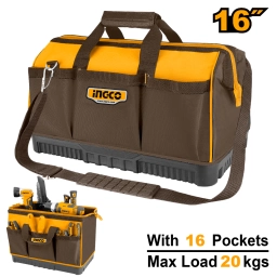 BOLSO DE HERRAMIENTAS CON BASE REFORZADA 16" CON 16 BOLSILLOS HTBG08 INGCO 