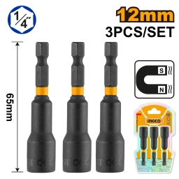 SET X3 DADOS IMANTADOS 12MM CON ENCASTRE 14 AMN1231 INGCO