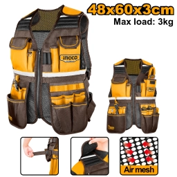 CHALECO PORTAHERRAMIENTAS AJUSTABLE C/17 BOLSILLOS HTVT09028 INGCO