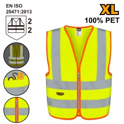 CHALECO REFLECTIVO FLUORECENTE AMARILLO TALLE XL INGCO - RV83XL