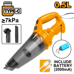 ASPIRADORA A BATERIA C/CABLE CARGADOR TIPO C 0.5 LTS INGCO - CVLI2026