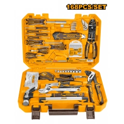 SET DE 168 HERRAMIENTAS DE MANO EN VALIJA PLASTICA INGCO - HKTHP21681