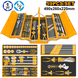 SET DE 108 HERRAMIENTAS DE MANO EN VALIJA METALICA INGCO - HTCS151081