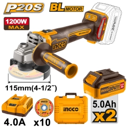 AMOLADORA A BATERIA 4 12 20V P20S C 2 X 5AH BAT CARG Y VALIJA INGCO CAGLI2211532