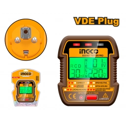TESTER DE ENCHUFE TOMA CORRIENTE VDE PLUG LCD DISPLAY INGCO HESST30011 