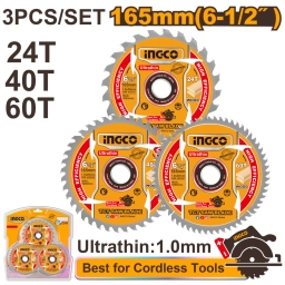 SET X3 DISCOS FINO 6 1/2" 165MM 24T/40T/60T INGCO - TSB16503