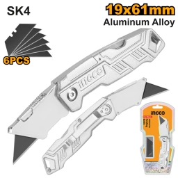 TRINCHETA CUCHILLO PLEGABLE ALUMINIO 19MM C/5 HOJAS INGCO - HUK6236
