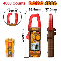 TESTER PINZA AMPERIMETRICA MULTIMETRO 400A DC / AC DIGITAL INGCO - DCM62002