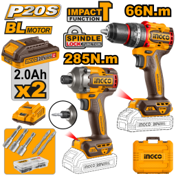 COMBO TALADRO ATORN C PERCUTOR 66NM + ATORNILLADOR DE IMPACTO 20V P20S BRUSHLESS C2 BAT + CARGADOR + VALIJA + SET ACCES