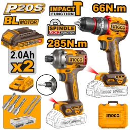 COMBO TALADRO ATORN C PERCUTOR 66NM + ATORNILLADOR DE IMPACTO 20V P20S BRUSHLESS C2 BAT + CARGADOR + VALIJA + SET ACCES