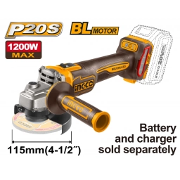 AMOLADORA ANGULAR 4� 115MM A BAT 20V P20S 1200W  BRUSHLESS MOTOR INGCO CAGLI221153