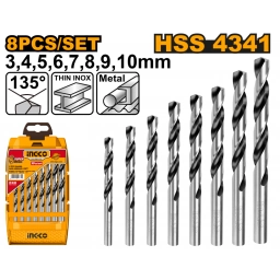 SET 8 MECHAS P/METAL HSS 3MM A 10MM INGCO AKDB1088