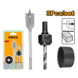 SET SIERRA 54MM +  EJE 3/8" + MECHA P/MADERA  7/8" P/INSTALACION DE CERRADURAS INGCO AKHS302