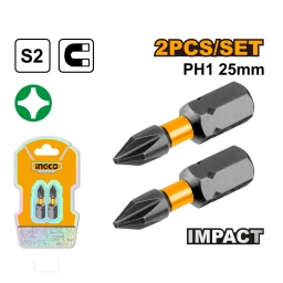 SET X 2 PUNTAS DE IMPACTO IMANTADAS 25MM S2 PH1 INGCO SDBIM71PH125