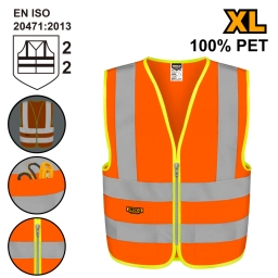 CHALECO REFLECTIVO FLUORESCENTE NARANJA TALLE XL INGCO RV82XL