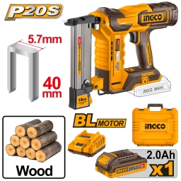 ENGRAMPADORA A BATER�A 20V P20S 40MM BRUSHLESS C/BATER�A, CARGADOR, VALIJA Y ACCESORIOS INGCO CCSNLI6008