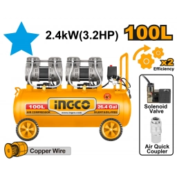 COMPRESOR DE AIRE 100L 3.2HP 8BAR (LIBRE DE ACEITE) INGCO ACS2241001