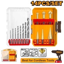 SET 14 MECHAS HSS, CONICAS Y AVELLANADORAS INGCO AKDL61401