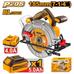 SIERRA CIRCULAR A BATERIA 20V P20S BRUSHLESS MOTOR 185MM CBAT + CARGADOR + ACCESORIOS INGCO CSLI18513