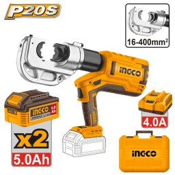 CRIMPEADORA HIDRAULICA A BATERIA 20V P20S C/2BAT, CARGADOR Y VALIJA INGCO CTLI2005