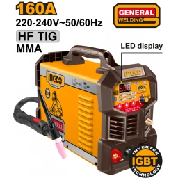 SOLDADORA INVERTER TIG/MMA 160A 220-240V LCD IGBT CON ACCESORIOS INGCO ING-TIG16058