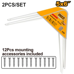 SET X2 MENSULAS P/ESTANTE 5� X 6� (12X15CM) BLANCAS INGCO HSB10506