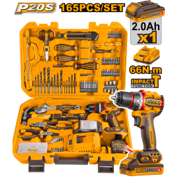 KIT ATORNILLADOR PERCUTOR 20V (CIDLI20035) EN VALIJA C/BAT Y CARGADOR + 165 HERRAMIENTAS INGCO - HKTHP11651