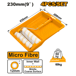 SET 4PCS RODILLO MICROFIBRA 9 PARA INTERIOR EN BANDEJA + 2 REPUESTOS INGCO HKTCB042306