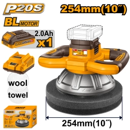 LUSTRA PULIDORA A BATERIA 254MM P20S 20V BRUSHLESS MOTOR C/BAT Y CARGADOR INGCO COPLI2025481