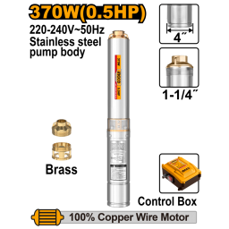 BOMBA SUMERGIBLE POZO PROFUNDO SEMISURGENTE 4" 370W 6.7M/H CON CONTROLADOR INGCO DWP370621