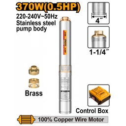 BOMBA SUMERGIBLE POZO PROFUNDO SEMISURGENTE 4" 370W 6.7M�/H CON CONTROLADOR INGCO DWP370621