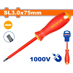 DESTORNILLADOR PALETA AISLADO 1000V SL3.0 X 75MM MANGO ERGONOMICO WADFOW WSD7233