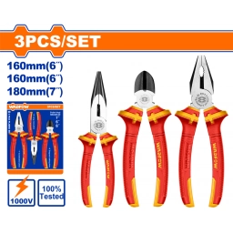 SET X3 ALICATES AISLADOS 1000V UNIVERSAL + CORTE DIAGONAL + PUNTA FINA WADFOW WPS0633