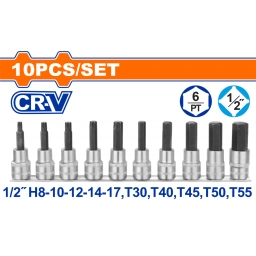SET 10 PCS DADOS Y CRIQUE PUNTA 12 Cr-V CON TRATAMIENTO TERMICO WADFOW WST1412