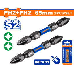 SET X2 PUNTAS IMPACTO PH2+PH2 65MM ACERO S2 WADFOW WSV3K62