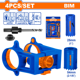 SET 4PCS SIERRAS PARA INSTALACION DE CERRADURAS CON GUIA DE PLASTICO WADFOW WKJ2404
