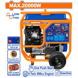 GENERADOR GASOLINA 18KW 999CC ARRANQUE ELECTRICO C/RUEDAS Y MANIJA WADFOW WGEAA20V