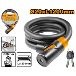CANDADO PARA BICICLETA 20X1200MM C/2 LLAVES INGCO DBK112012