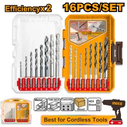 SET 16PCS MECHAS PARA METAL, MAMPOSTERIA Y MADERA INGCO AKDL11608