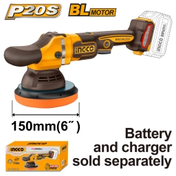 LUSTRA PULIDORA A BATERIA P20S 20V 150MM 6" BRUSHLESS S/BAT, S/CARGADOR INGCO APLI2015