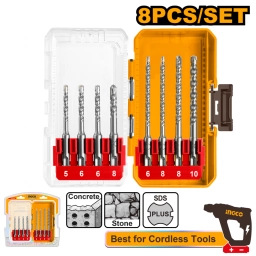 KIT 8PCS MECHAS PARA ROTOMARTILLO SDS PLUS INGCO AKDL11806