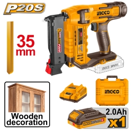 CLAVADORA A BATERIA 35MM P20S 20V + BAT + CARGADOR + ACCESORIOS + VALIJA INGCO CBNLI3606