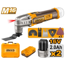 HERRAMIENTA MULTIFUNCION A BATERIA 16V C/ 2 BATERIAS, CARGADOR, VALIJA Y ACCESORIOS INGCO CMLI16222